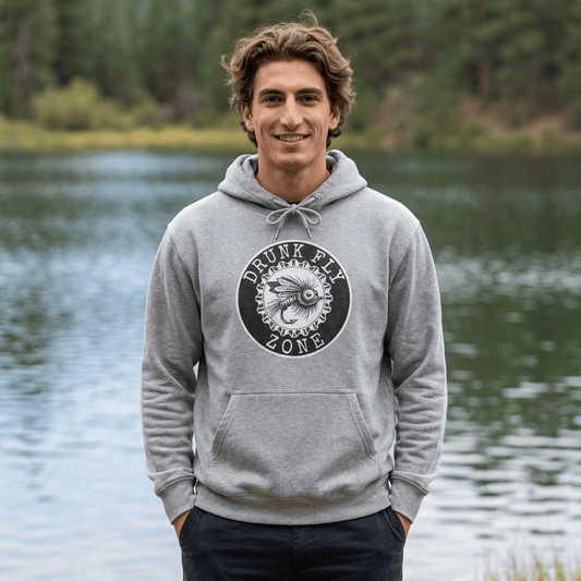 Jerzees Hoodie Black & White Fishing