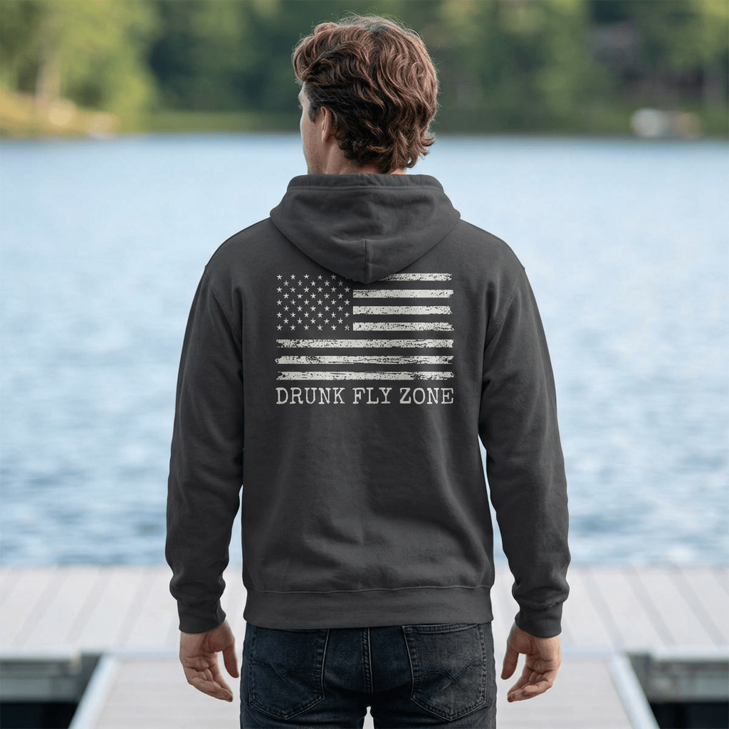 Jerzees Hoodie – American Flag Fishing Logo
