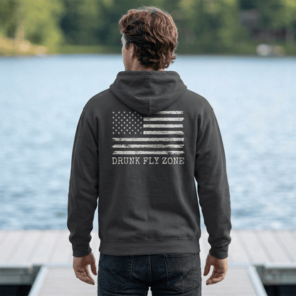Jerzees Hoodie – American Flag Fishing Logo