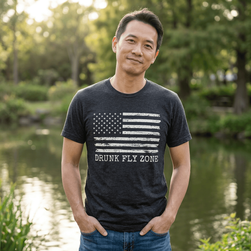 Cotton Tee — Distressed American Flag Graphic