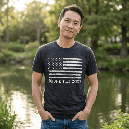 Cotton Tee — Distressed American Flag Graphic