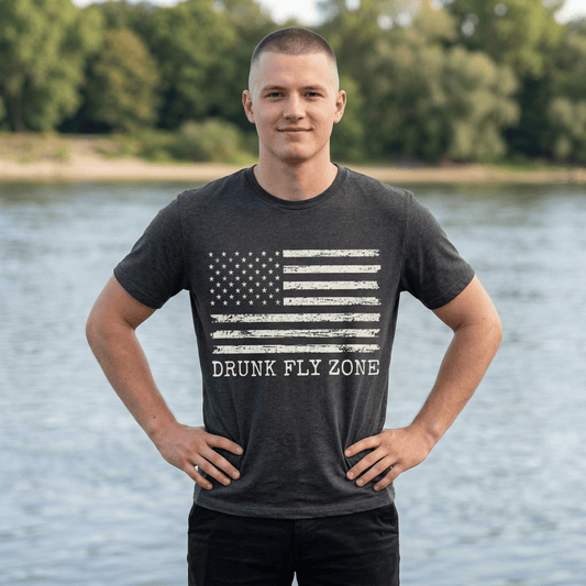Cotton Tee — Distressed American Flag Graphic